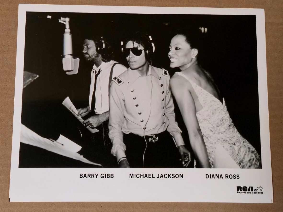 Barry Gibb – Michael Jackson – Diana Ross – Publicity Press Photo – 1985 – RCA