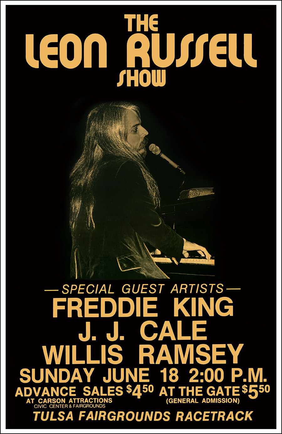 LEON RUSSELL FREDDIE KING J J CALE 1972 Tulsa Concert Poster