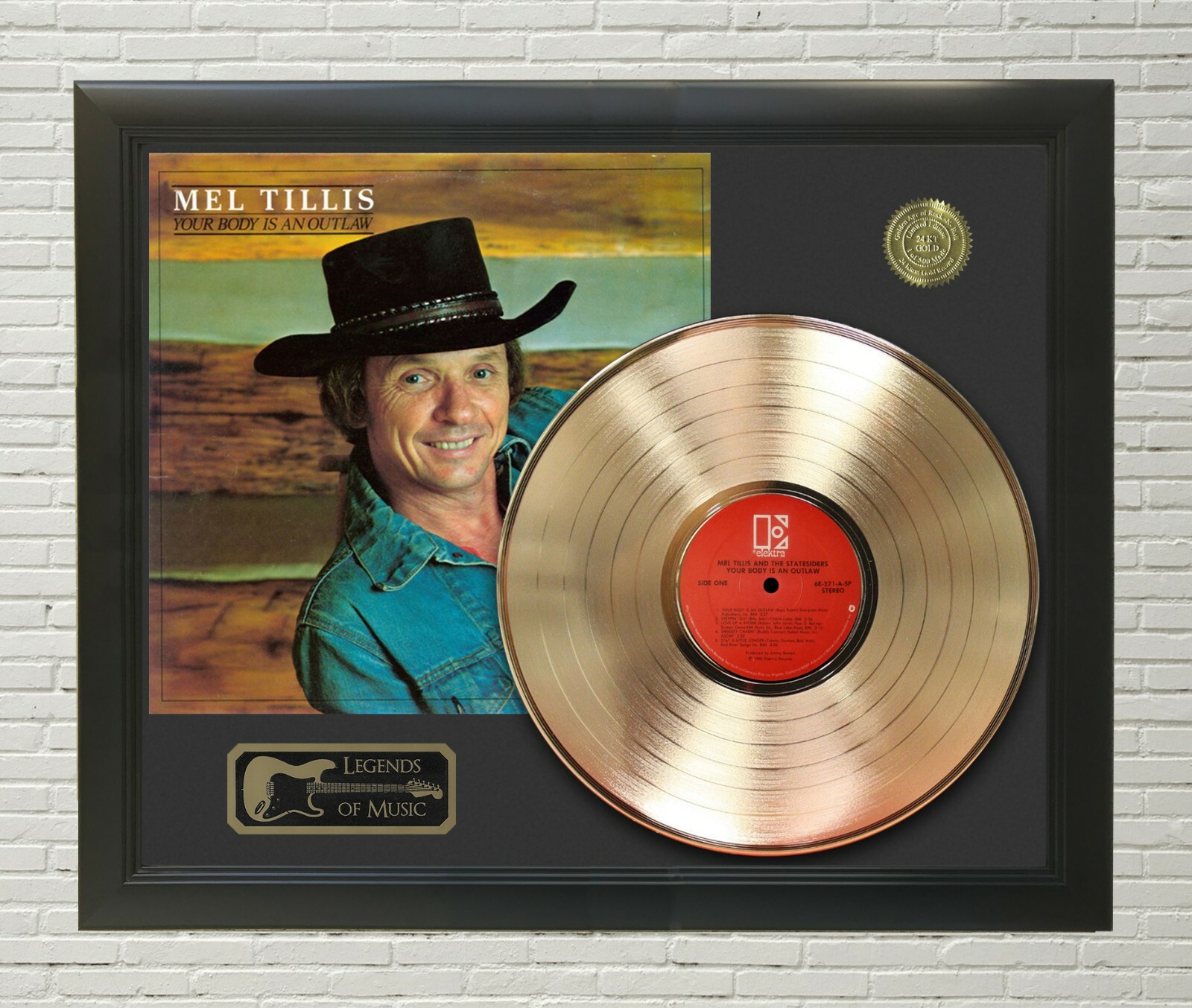 Mel Tillis Framed Legends Of Country Music Gold LP Record Display