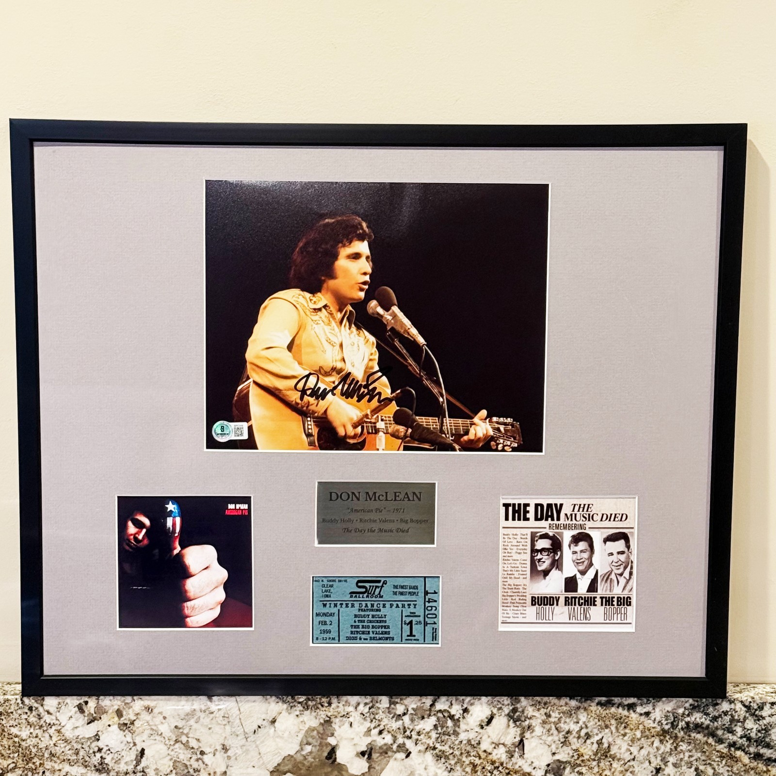 Don McLean “American Pie” Signed Tribute Framed Display – BAS Authenticated