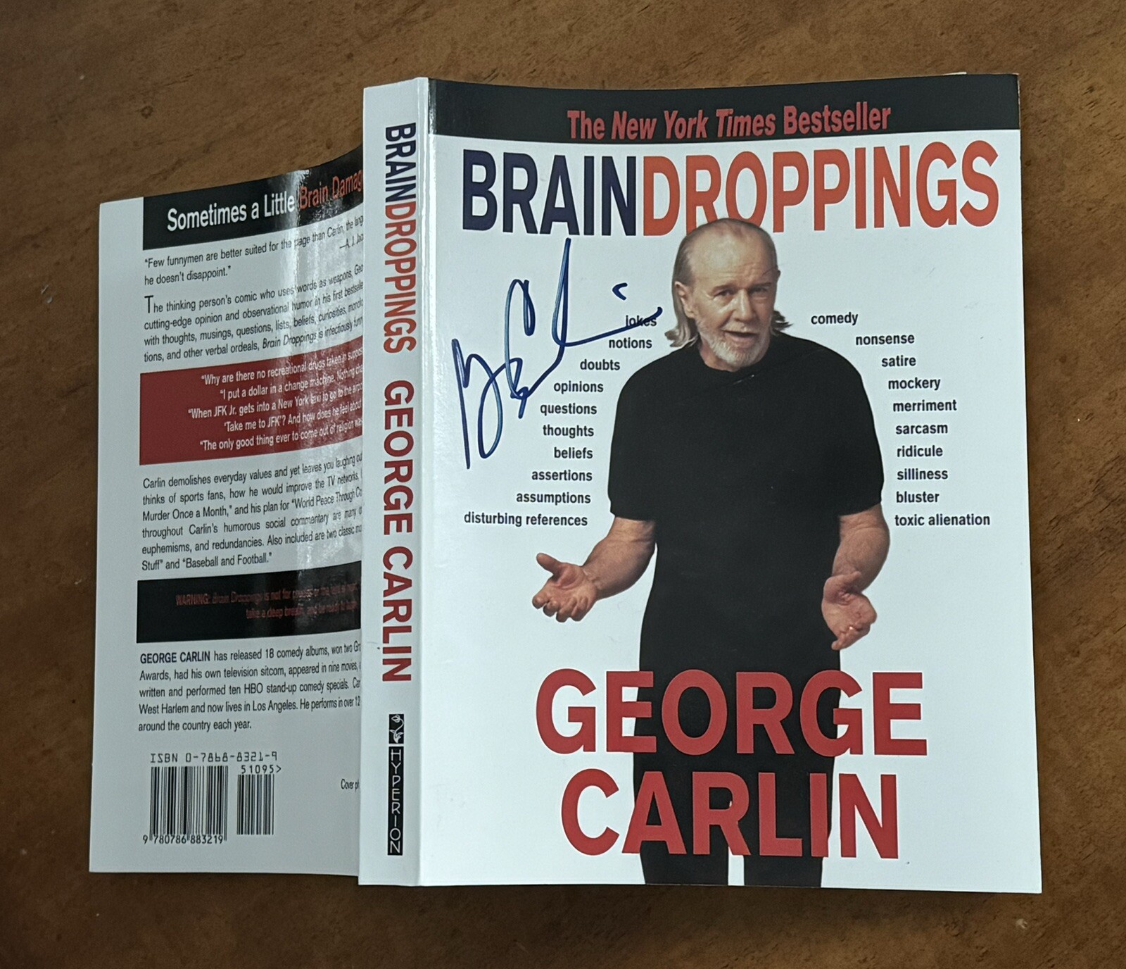 Comedian George Carlin Authentic Signed Autograph Brain Droppings Book Rare HTF