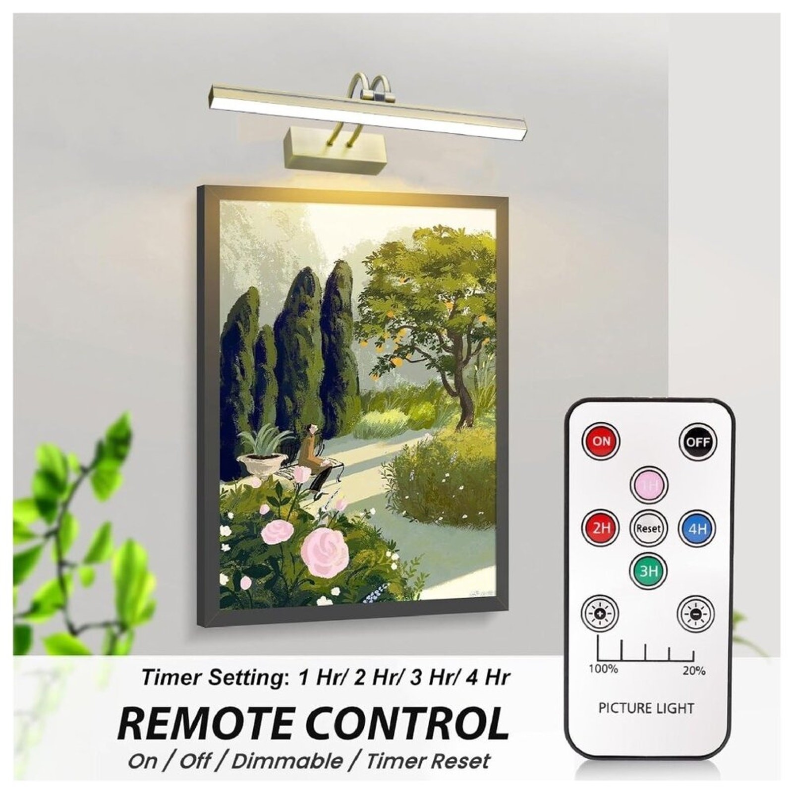 FUNCHDAY Picture Light Wireless, 13″ Rechargeable Battery Operated Picture Light