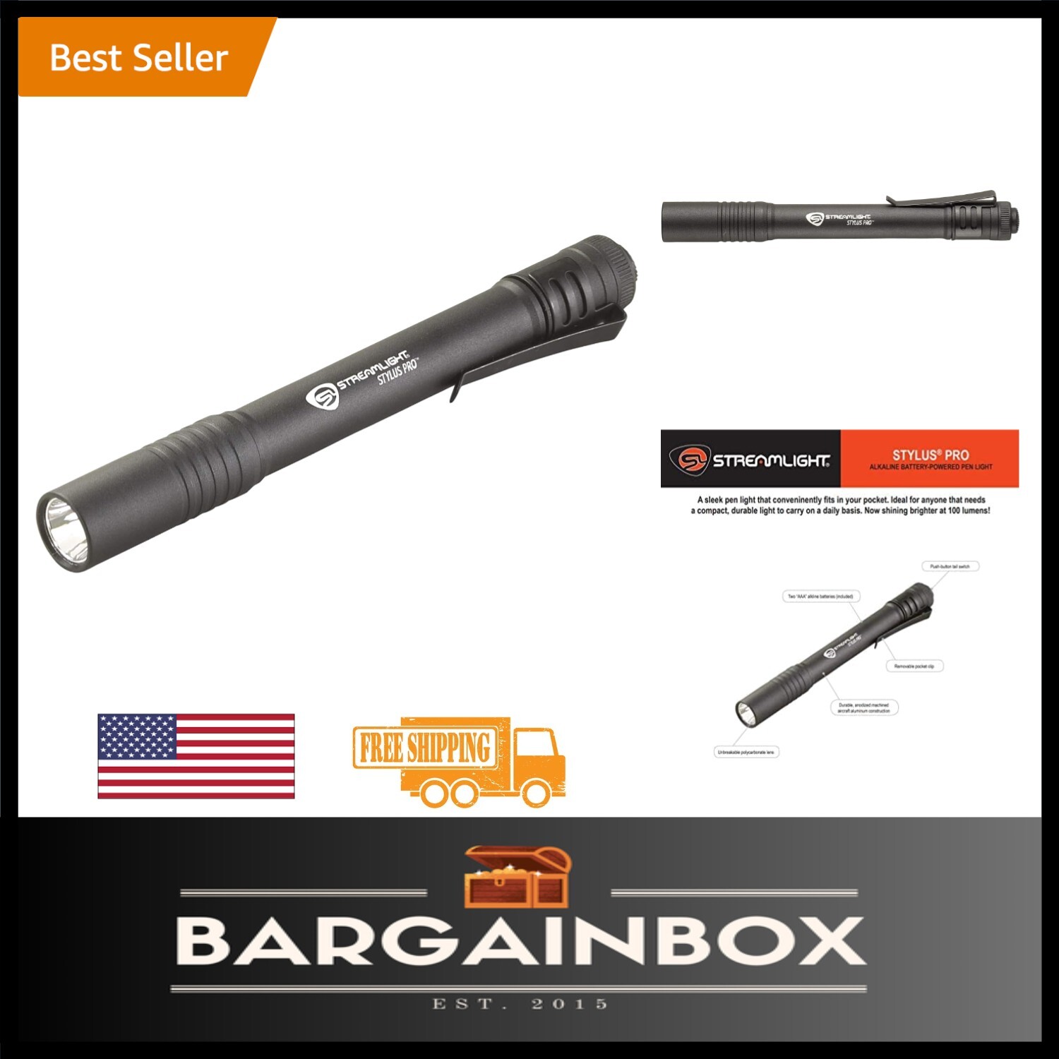 Water-Resistant Stylus Pro 100-Lumen Penlight – Ideal for Hiking and Cycling