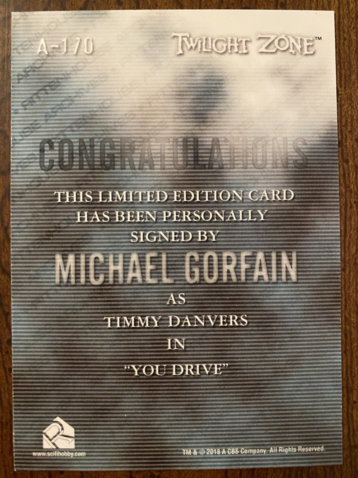 Michael Gorfain Signed Autographed The Twilight Zone Trading Card Rittenhouse