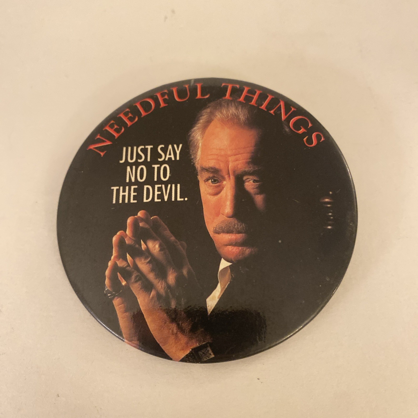 STEPHEN KING NEEDFUL THINGS MOVIE PROMOTIONAL BUTTON