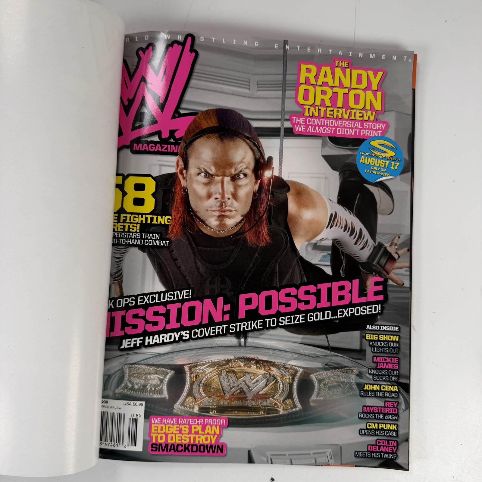 WWE Magazine August 2008 Jeff Hardy Cover Randy Orton John Cena Stone Cold