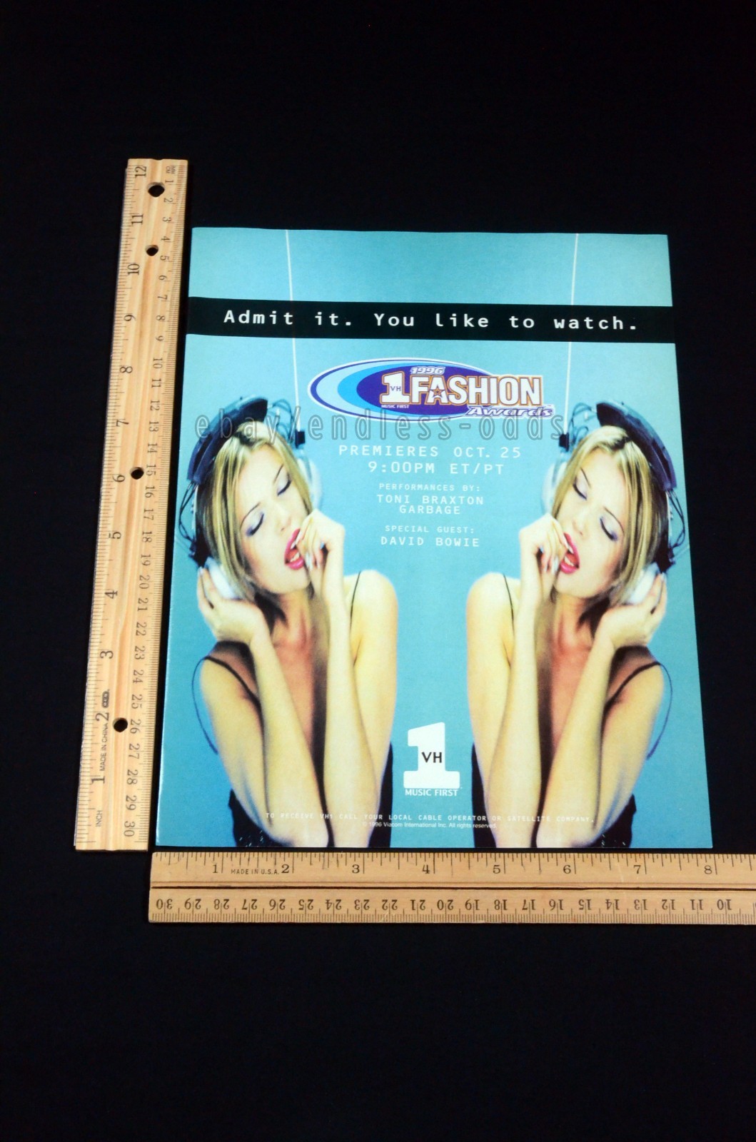 1996 VH1 Fashion Awards Toni Braxton Garbage David Bowie Magazine Page Print Ad