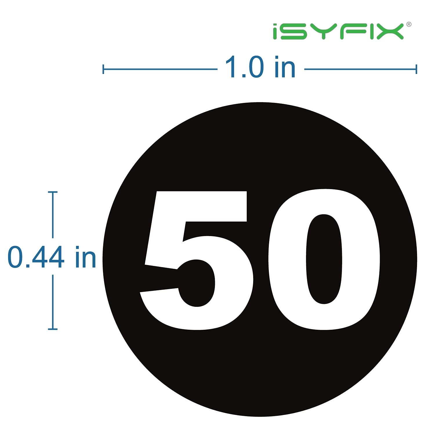 iSYFIX Black Consecutive Number Stickers – 1 to 50, 1-inch, 1 Set –