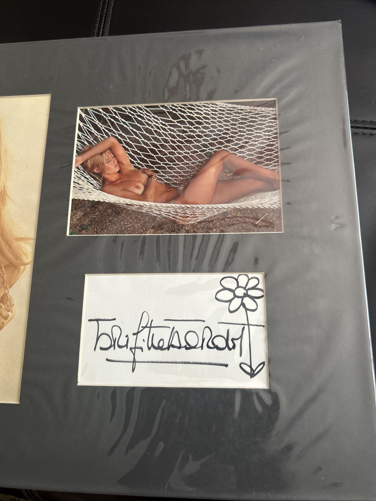 Brigitte Bardot Signed DOUBLE NUDE 12×19 Framed Photos w/ Hand Drawn Sketch