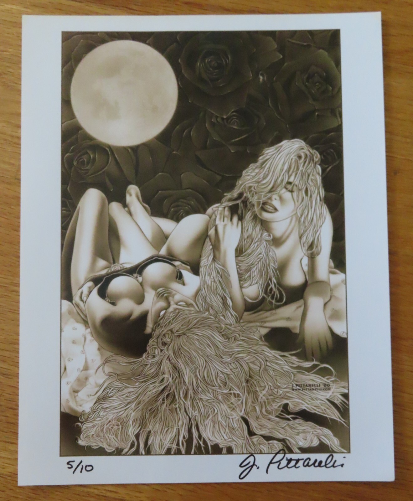 Comic Artist JEFF PITTARELLI signed / LTD 5/10 Photo 2000 LADY DEATH Roses Moon