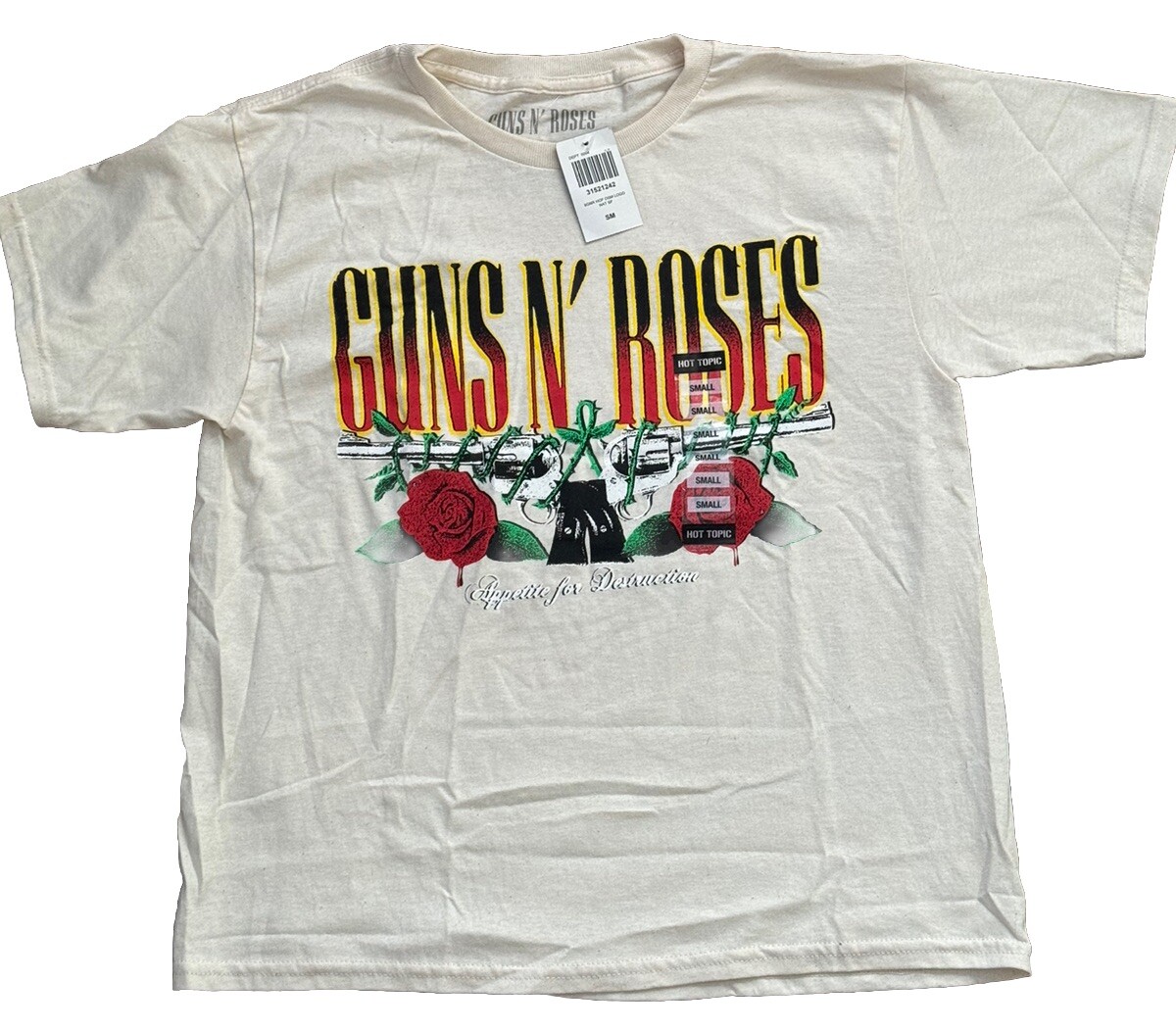 NWT New with Tags Guns N Roses Hot Topic Pistols Logo Shirt Size Women’s Small