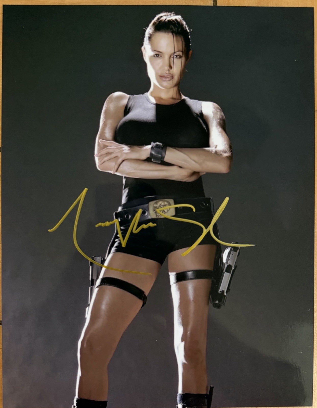 Angelina Jolie As Tomb Raider Lara Croft Signed 8.5X11 Photo