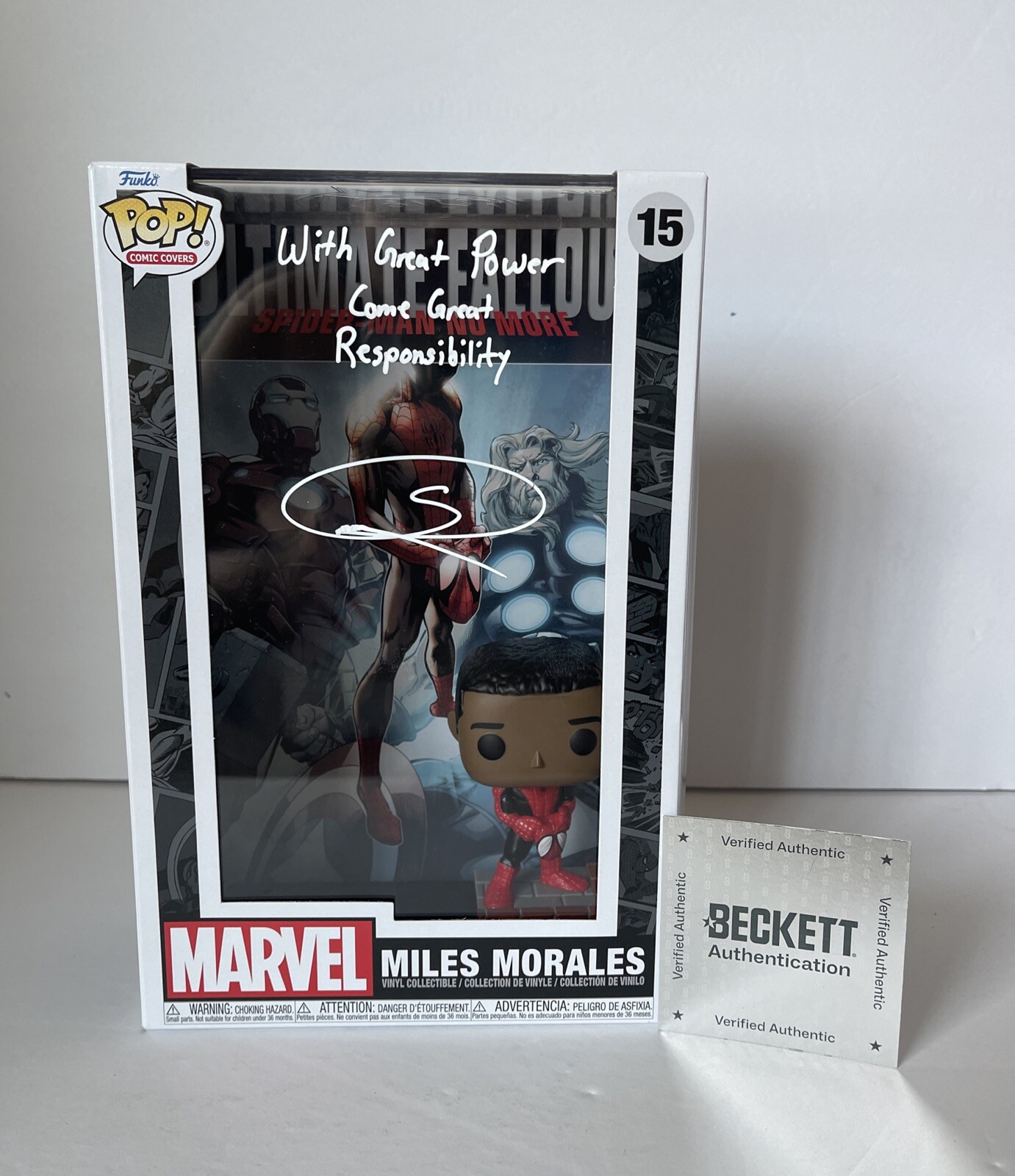 Shameik Moore Signed Miles Morales ULTIMATE FALLOUT Comic Funko Pop Beckett QR 1