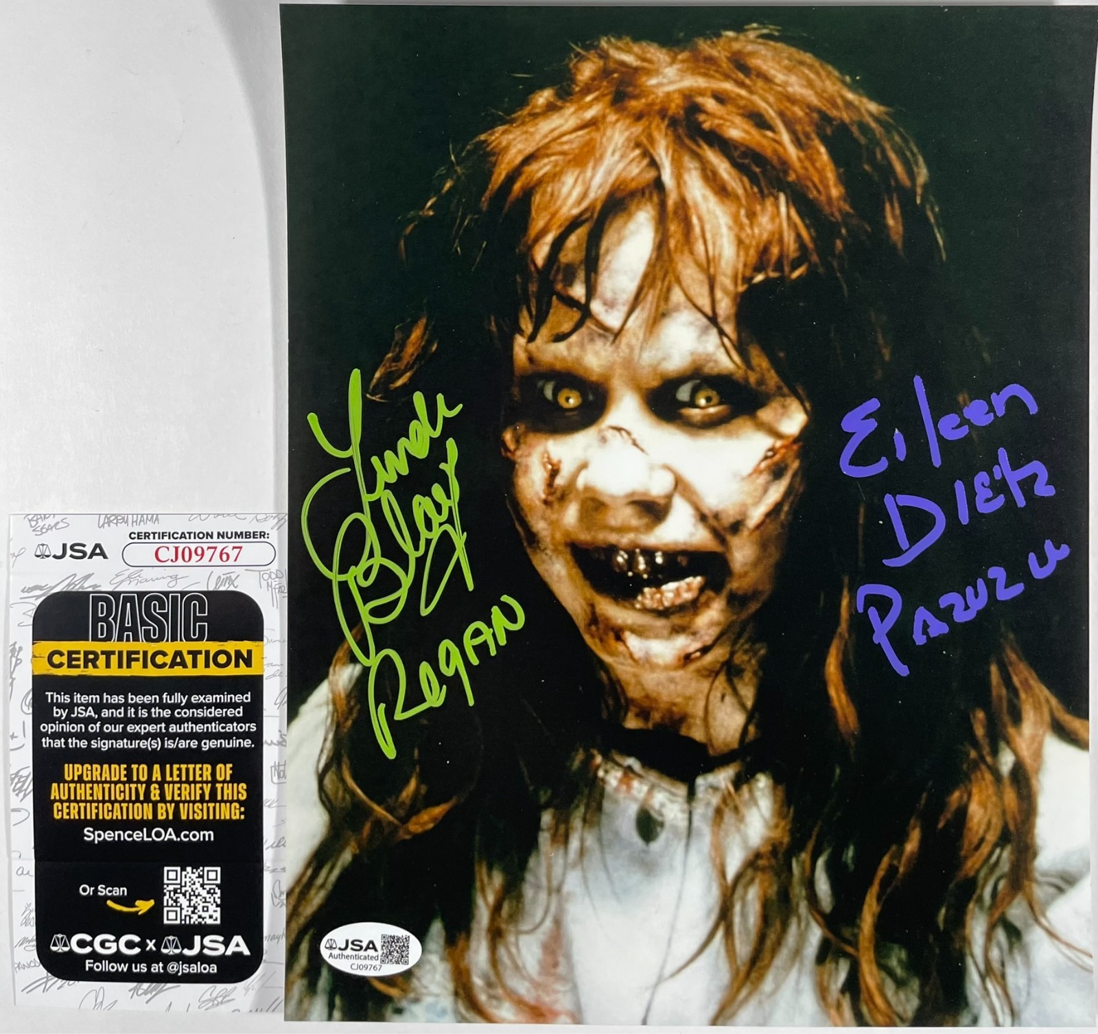 Linda Blair & Eileen Dietz Signed The Exorcist 8×10 Photo Autograph JSA COA