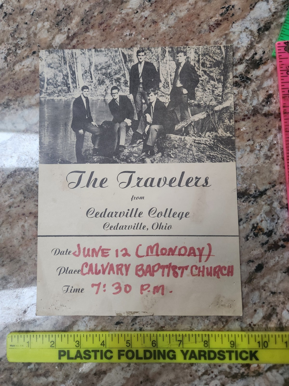 Vtg 1960s Garage Rock Band Poster – The Travelers- Cedarville College Ohio