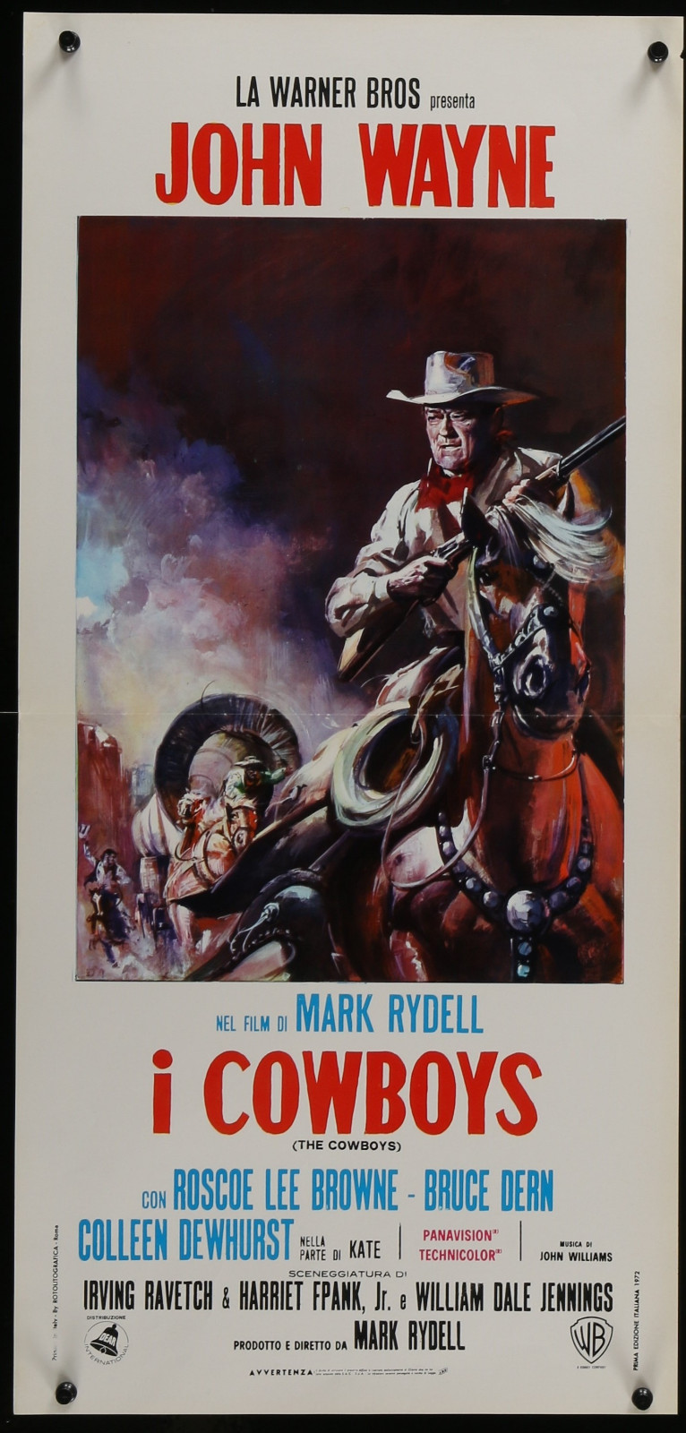 THE COWBOYS 1972 Original Italian Locandina Movie Poster John Wayne Western