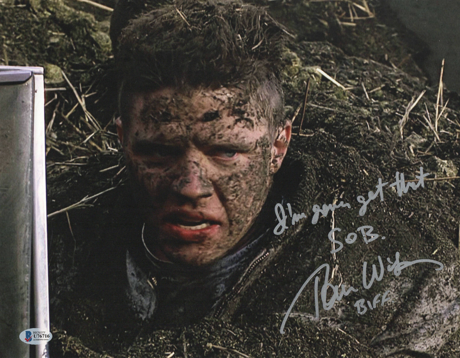 TOM WILSON BACK TO THE FUTURE SIGNED 11X14 AUTOGRAPH BECKETT BAS COA 22 BIFF