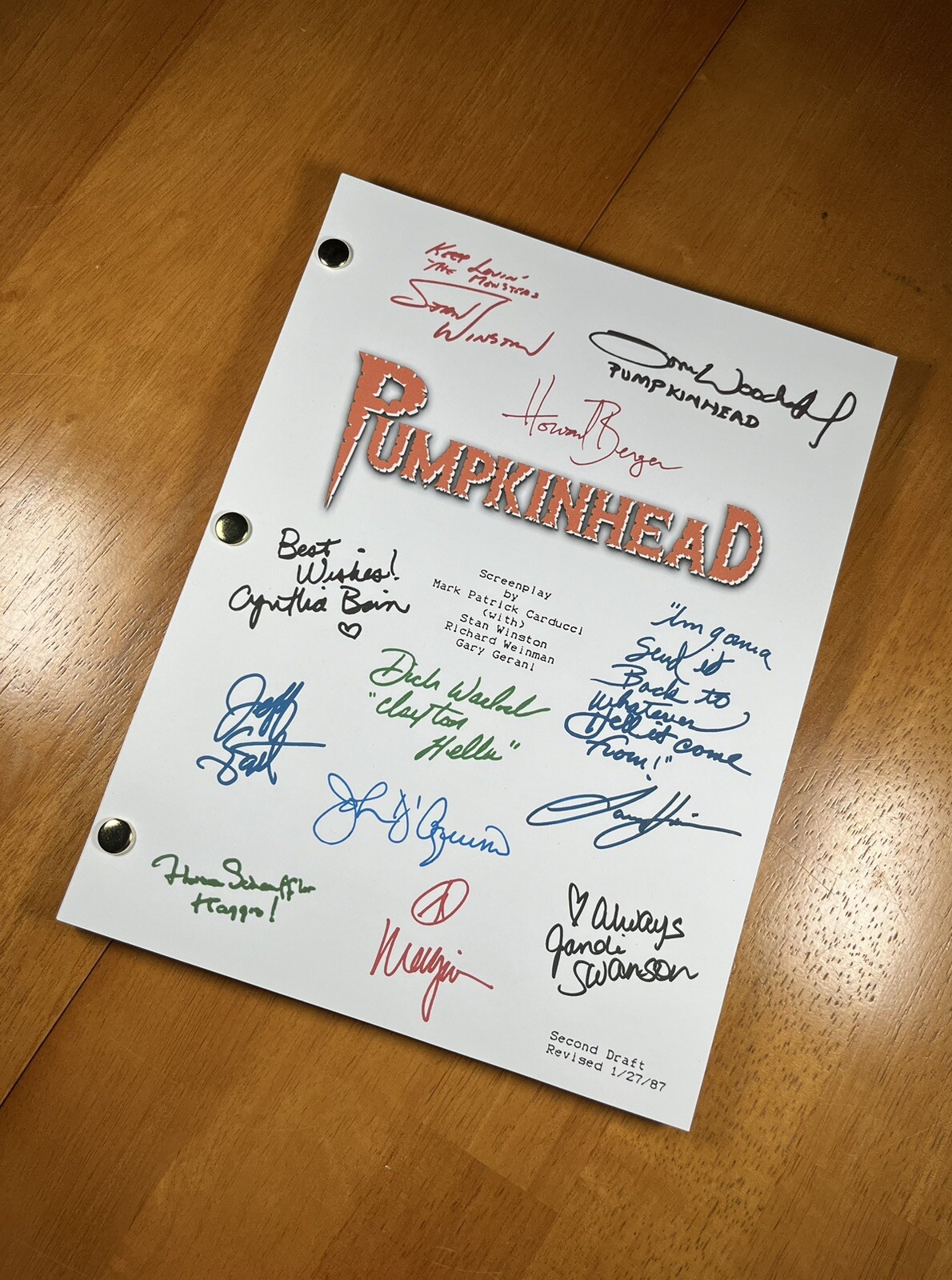 Pumpkinhead Script Signed- Autograph Reprints- 93 Pages