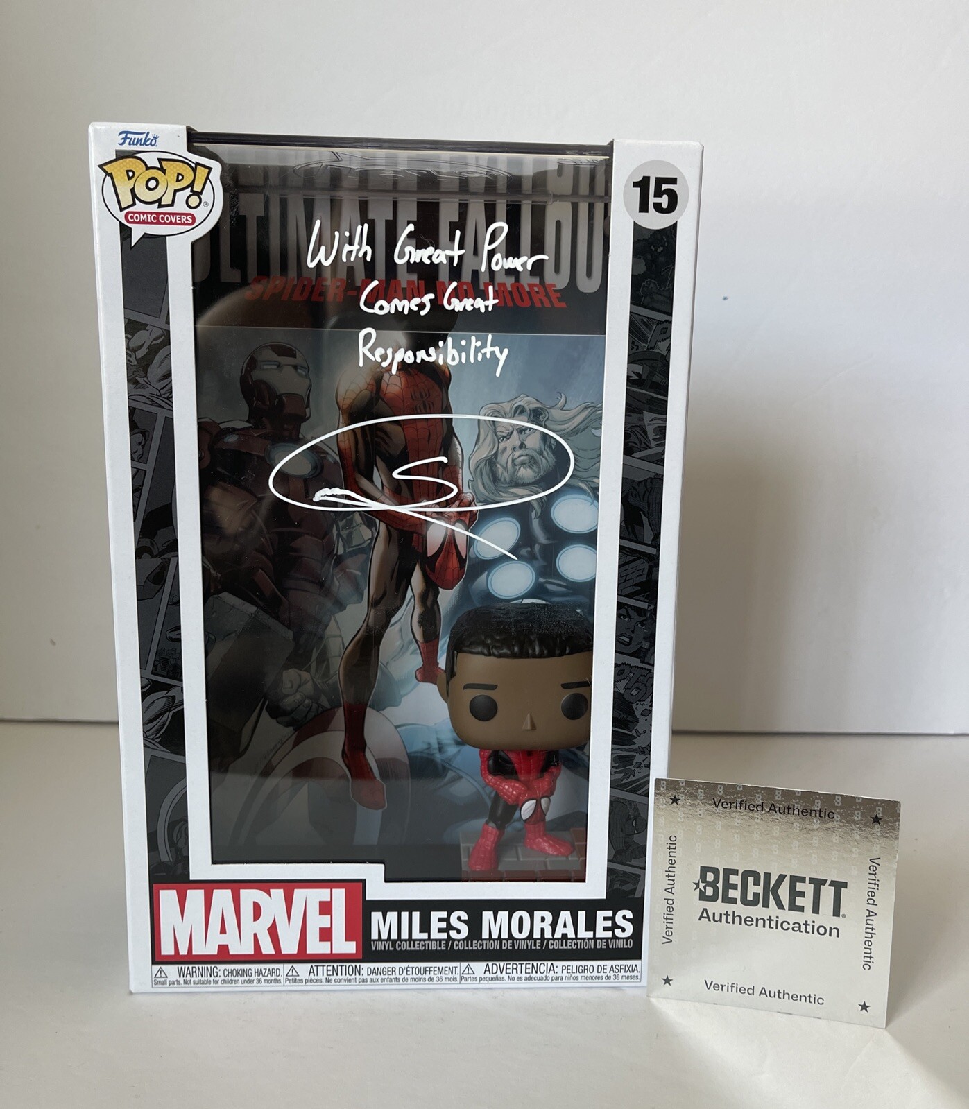 Shameik Moore Signed Miles Morales ULTIMATE FALLOUT Comic Funko Pop Beckett QR 2
