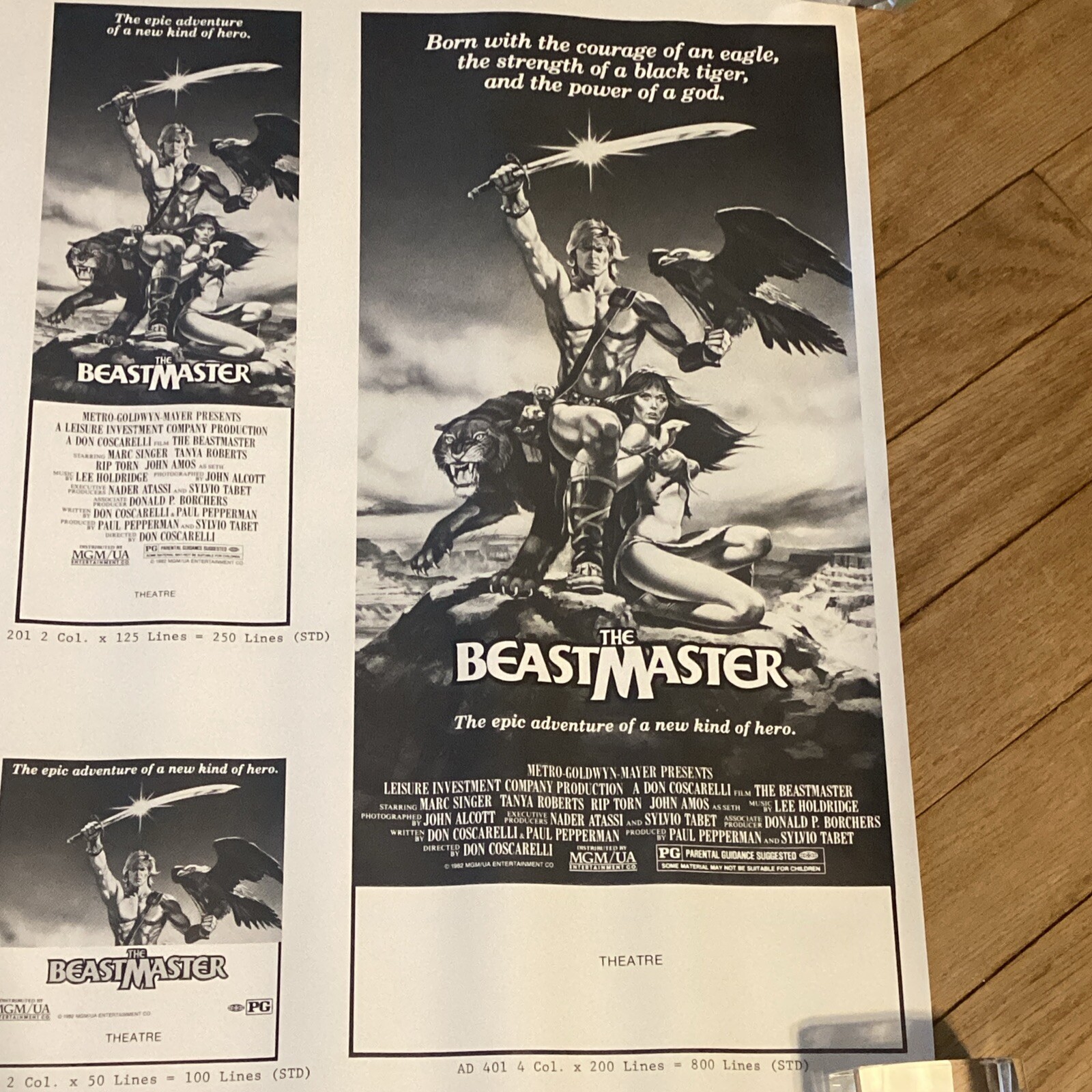 Original 1982 BeastMaster 23.5” X 18” Advertising Movie Poster *RARE*