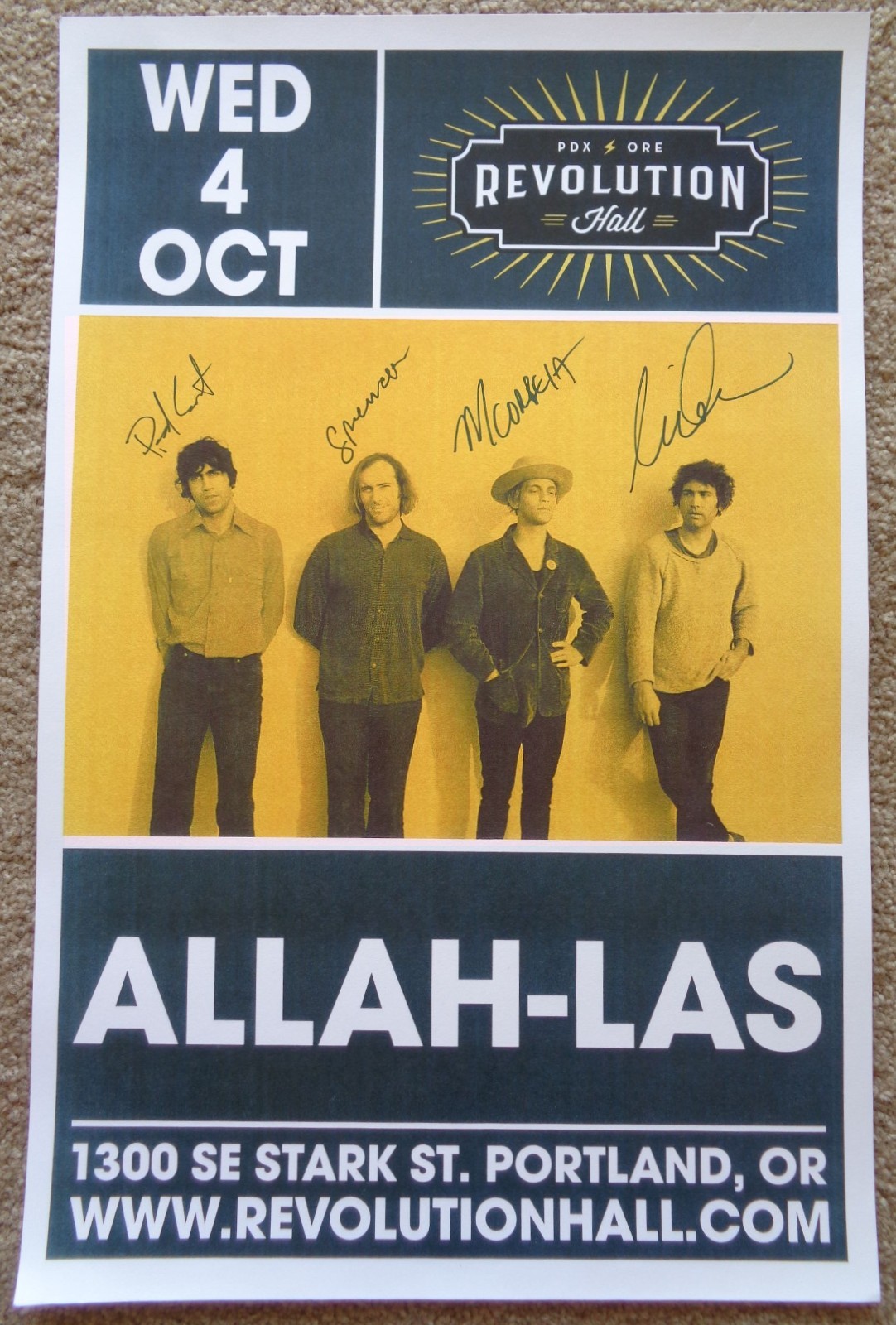 Signed ALLAH-LAS Gig POSTER All 4 In-Person w/proof Autograph Concert