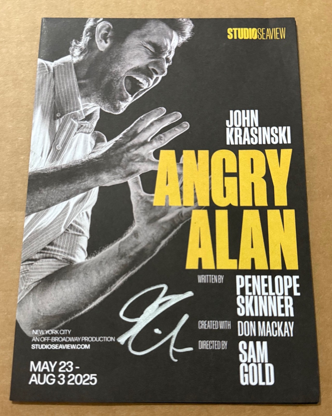 John Krasinski Angry Alan Off Broadway signed x2 playbill poster program PROOF