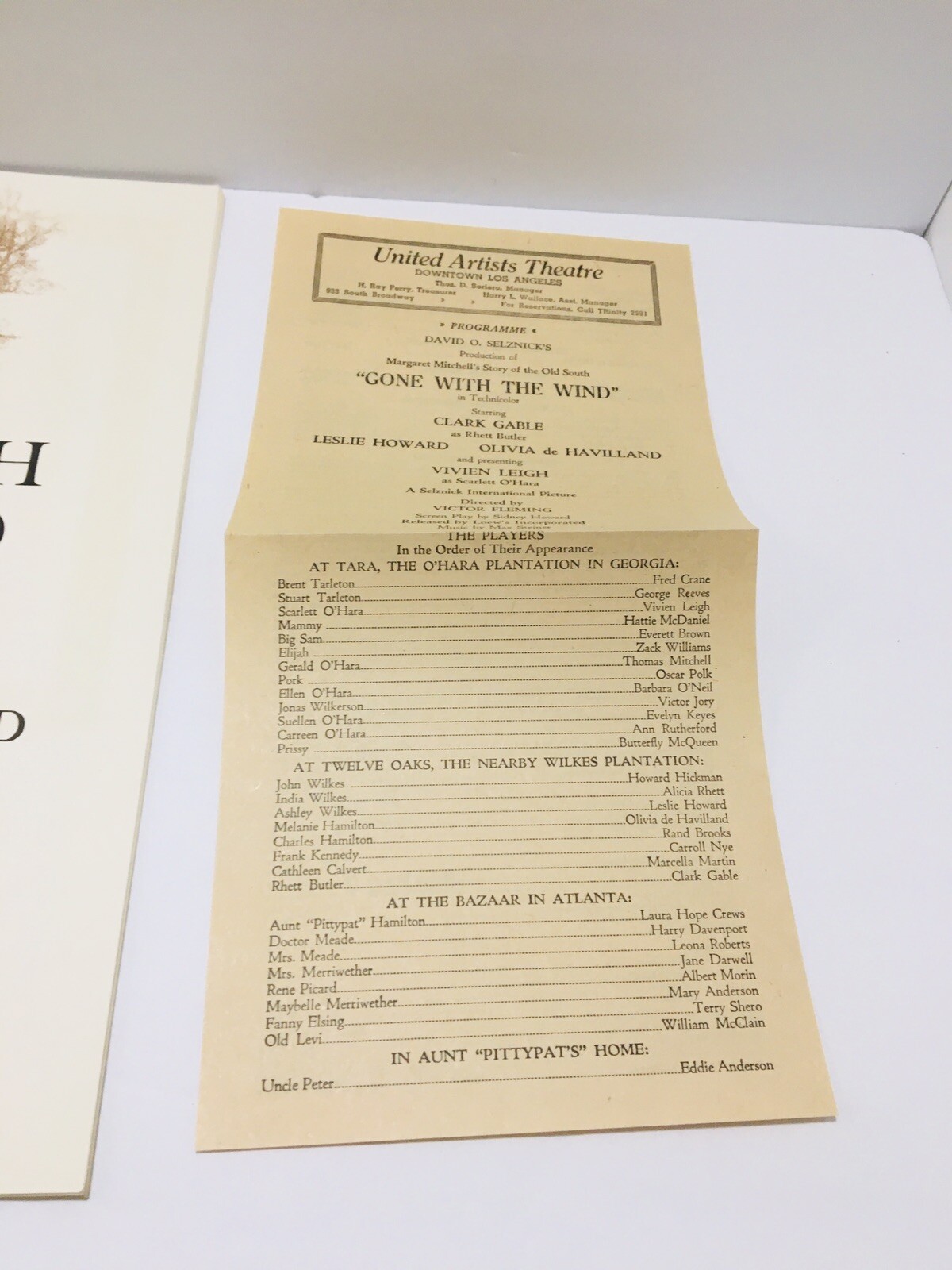 Orig Gone With The Wind Program 1939 United Artist Movie Theatre Insert, Parking