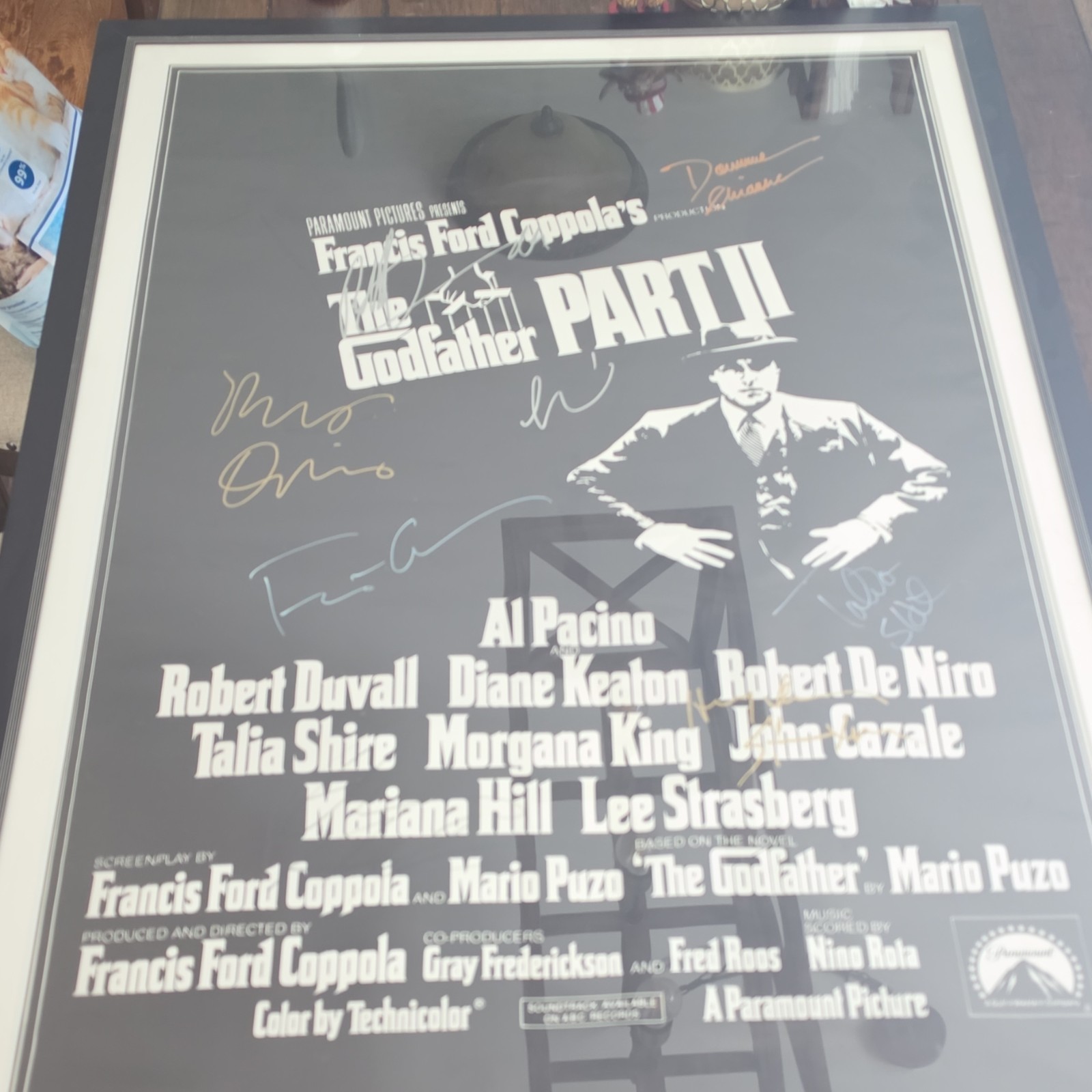 The Godfather Part II Framed Autographed Movie Poster.Pacino, De Niro Plus More