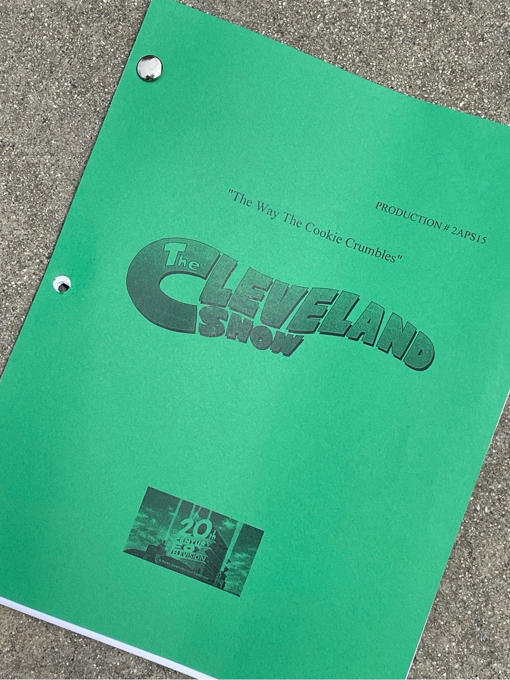 The Cleveland Show 2010 The Cookie Crumbles Production Used Table Draft Script
