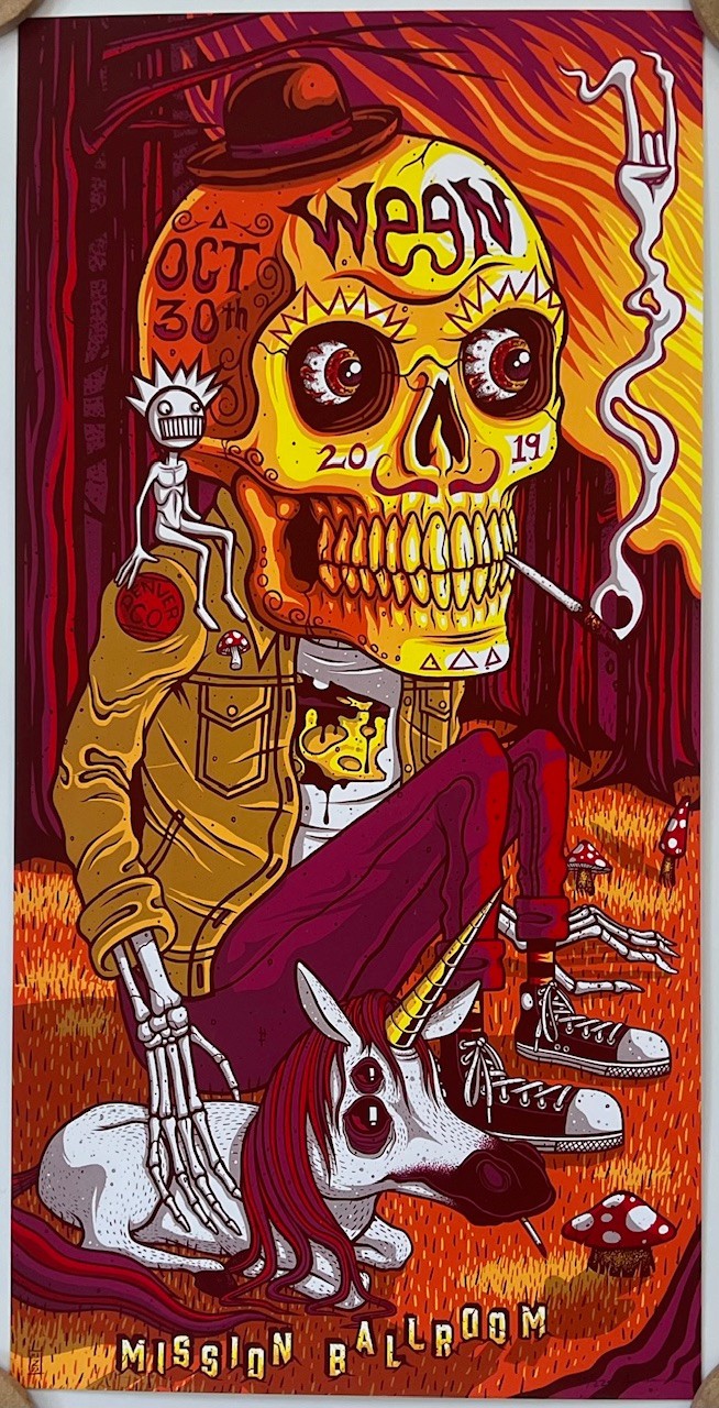 Ween poster 2019 Denver Hand-numbered #30/225, Jim Mazza 24″ x 12″