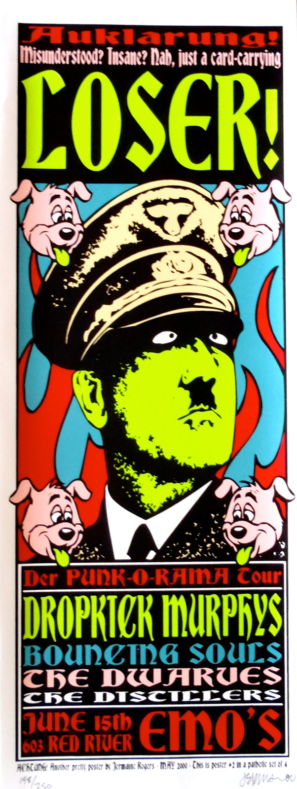 Dropkick Murphys Concert Poster at Emos Austin Texas 2000 Jermaine Rogers