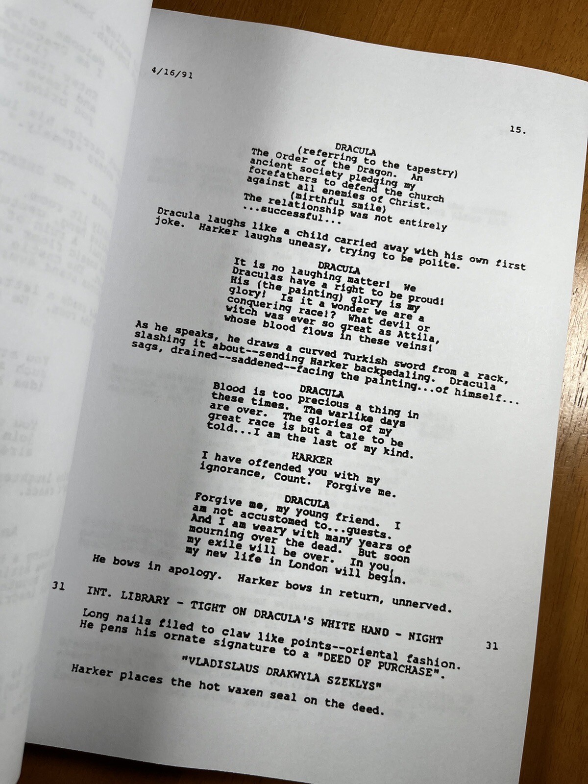 Bram Stoker’s Dracula Script Signed- Autograph Reprints- Francis Ford Coppola
