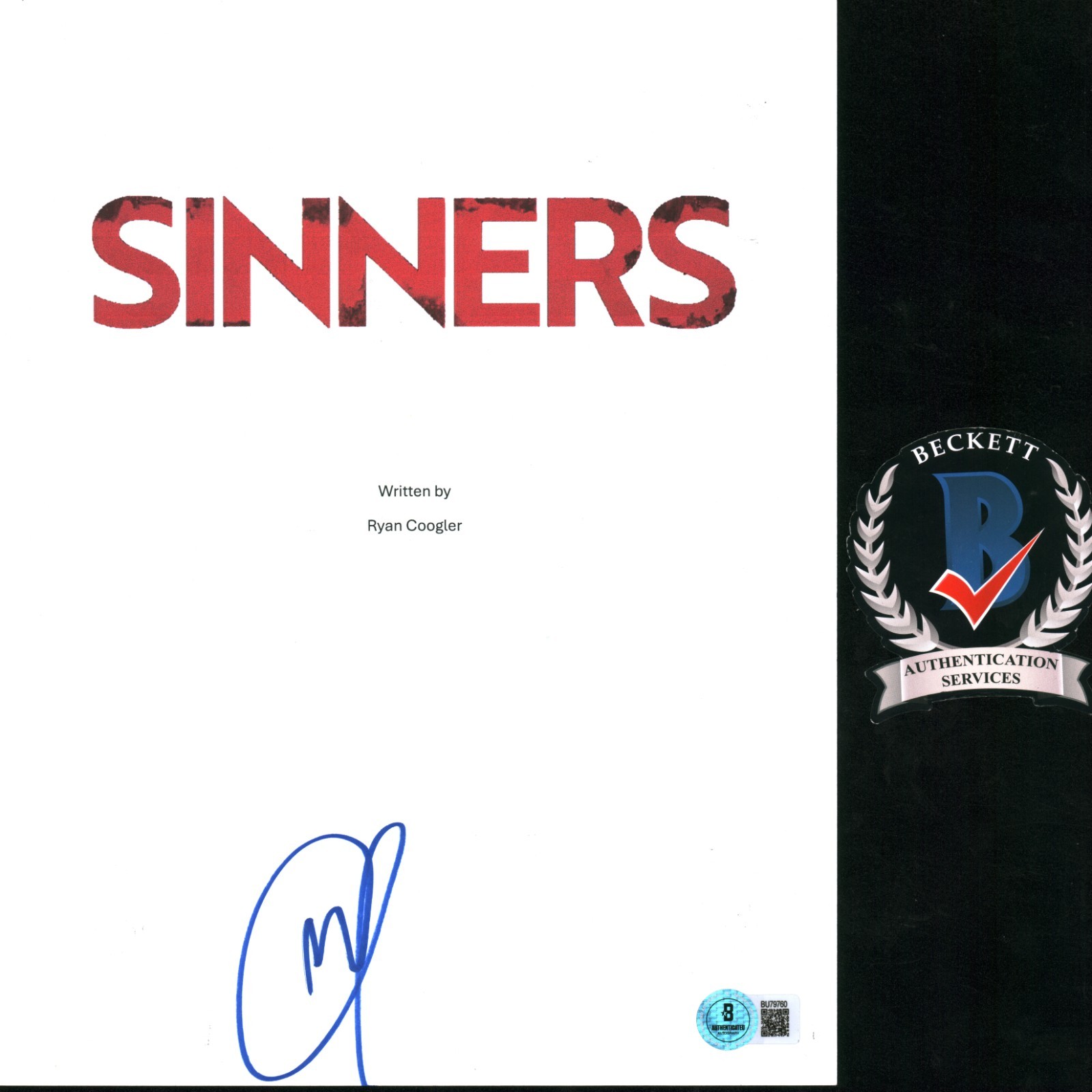 Miles Caton Signed Sinners Sammie Moore Full Movie Script Screenplay BAS COA
