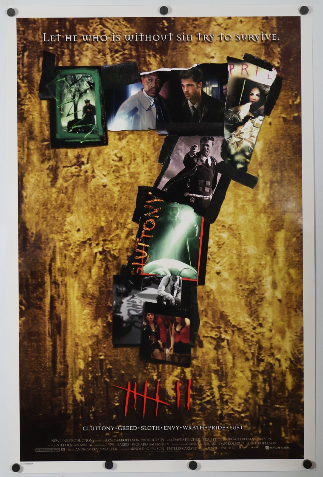 Seven – original DS movie poster – 27×40 D/S – Brad Pitt – Se7en Advance – 1995