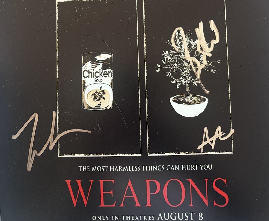 Weapons Signed 12×18 Cast Photo X3 Zach Cregger, Austin Abrams, Benedict Wong