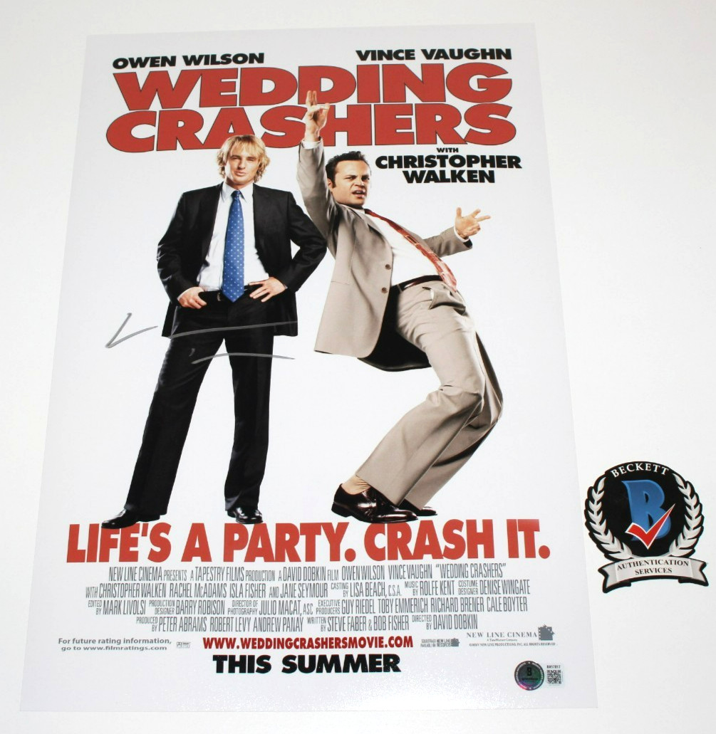 VINCE VAUGHN SIGNED ‘WEDDING CRASHERS’ 12×18 MOVIE POSTER BECKETT COA AUTOGRAPH