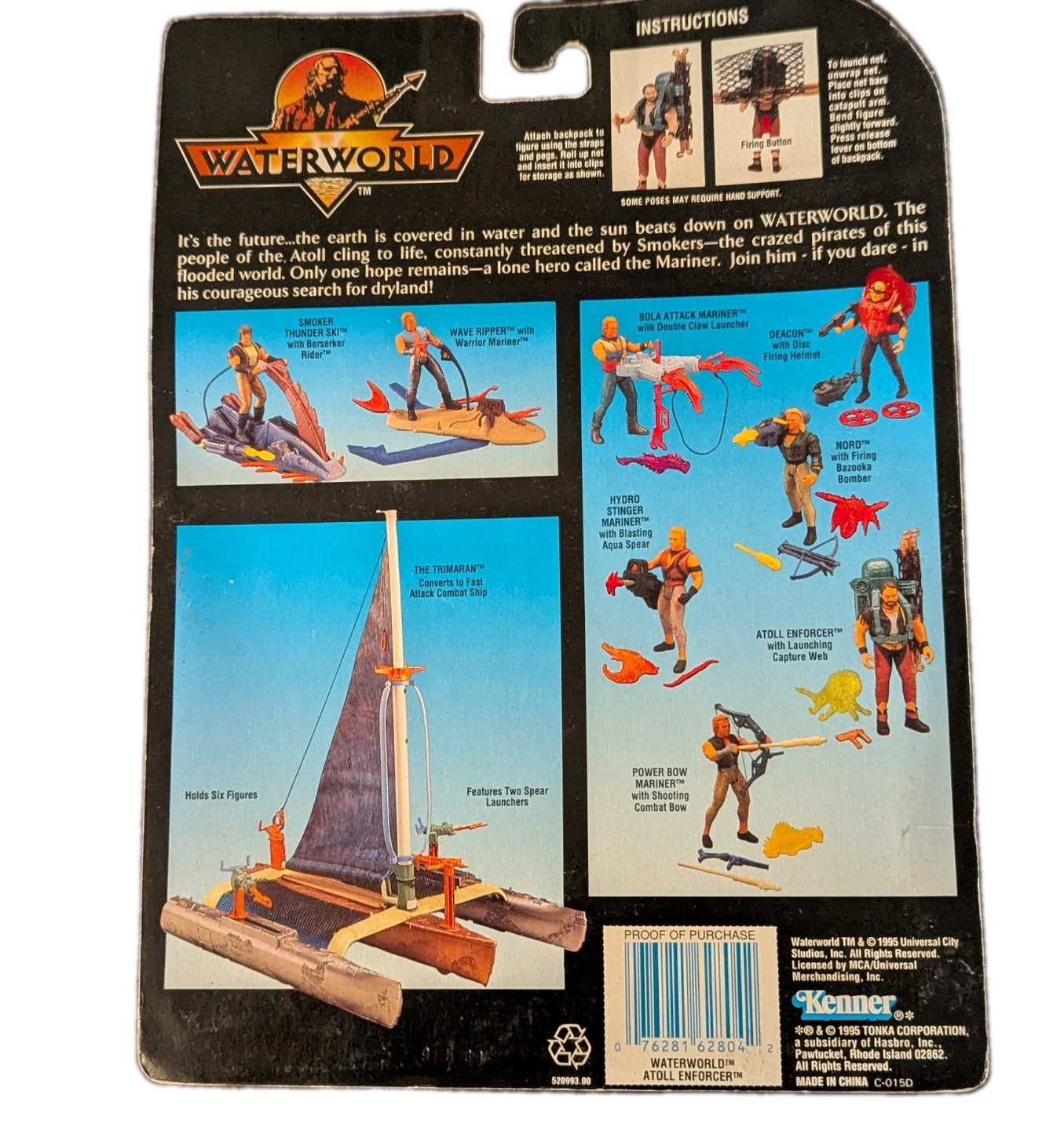 1995 Kenner Waterworld Atoll Enforcer Capture Web Figure MOC Sealed