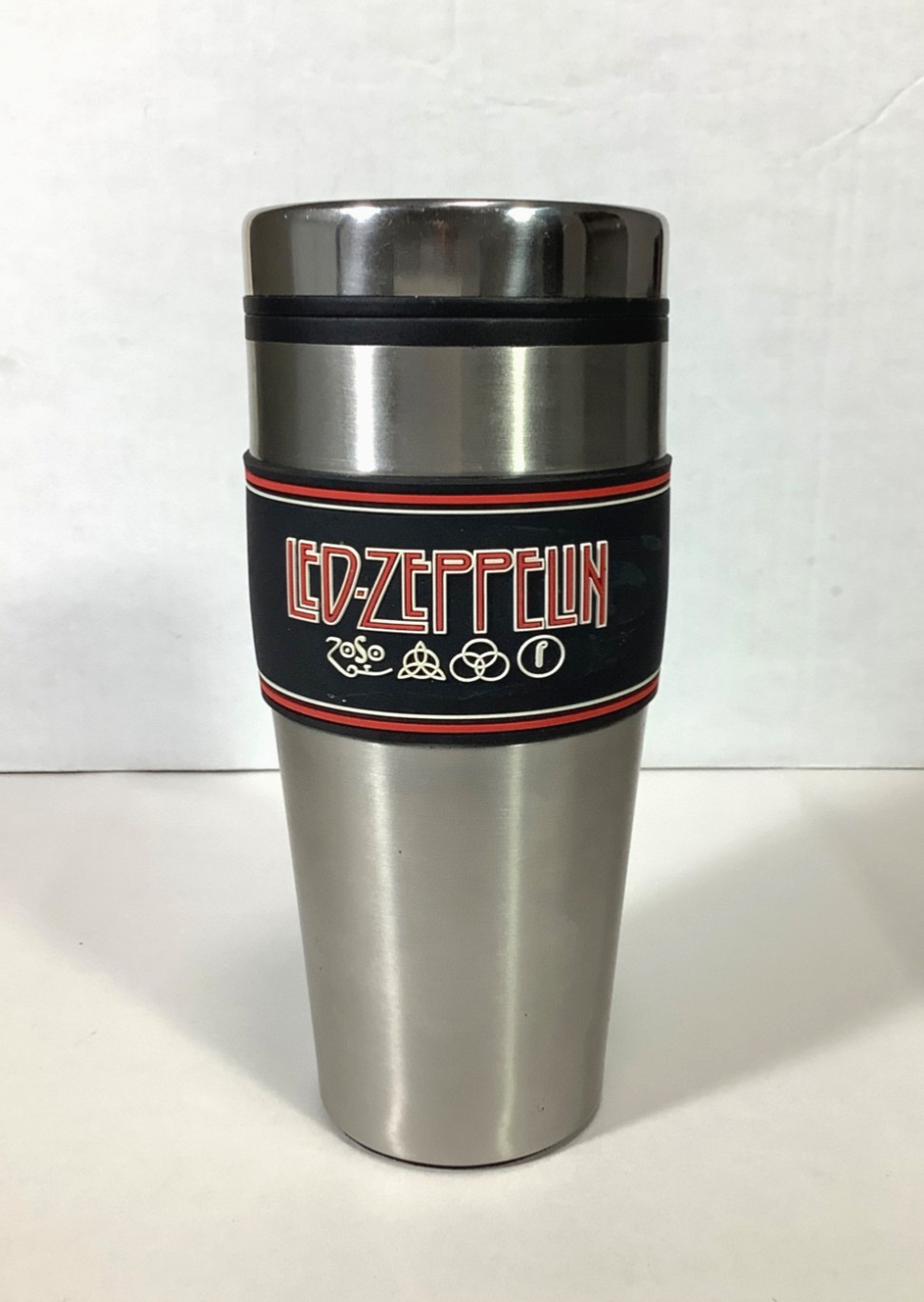 Led Zeppelin 16 Oz Rubber Grip Stainless Steel Travel Mug Tumbler