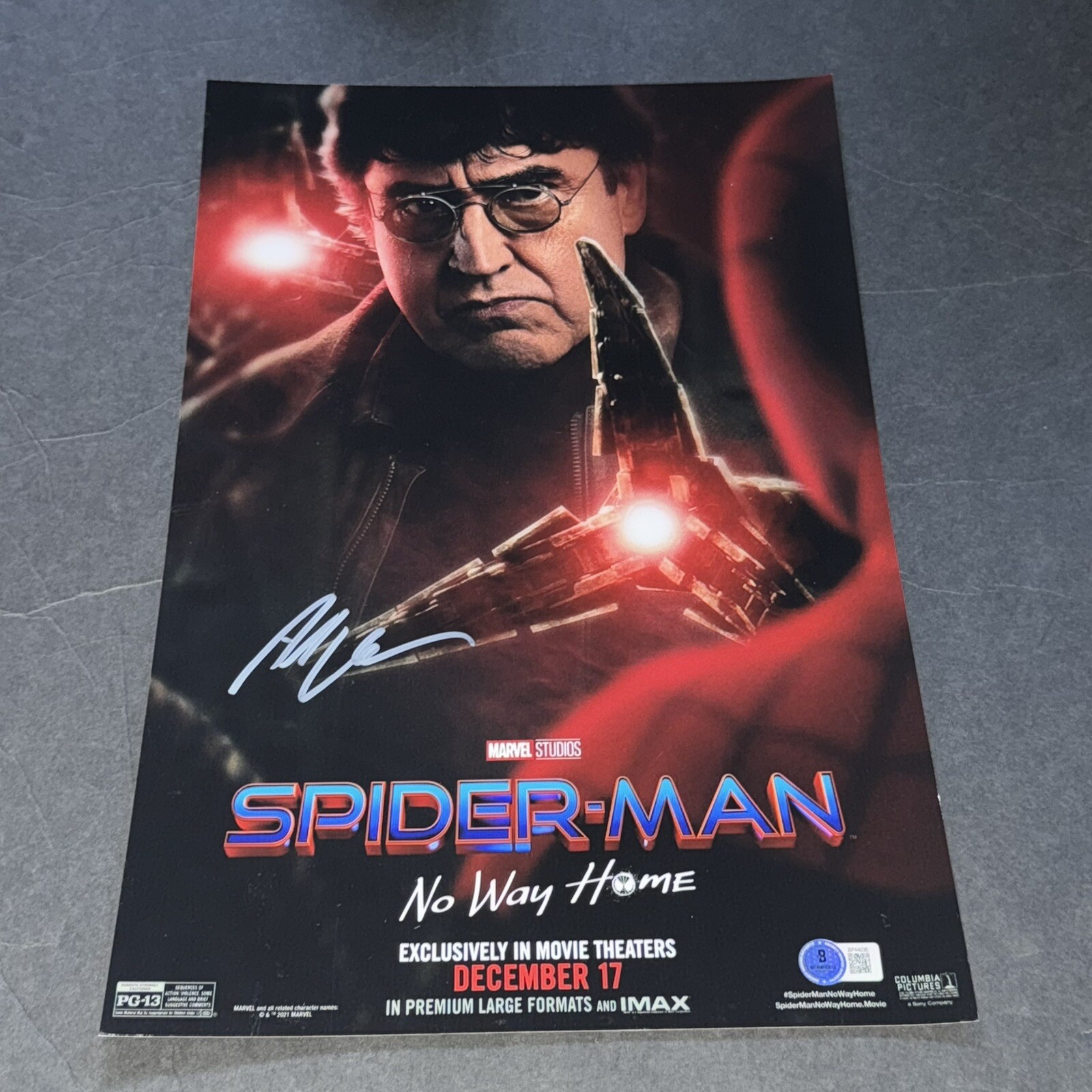 Alfred Molina Signed Spider-Man No Way Home Doc Ock 11×17 Photo Beckett BAS A