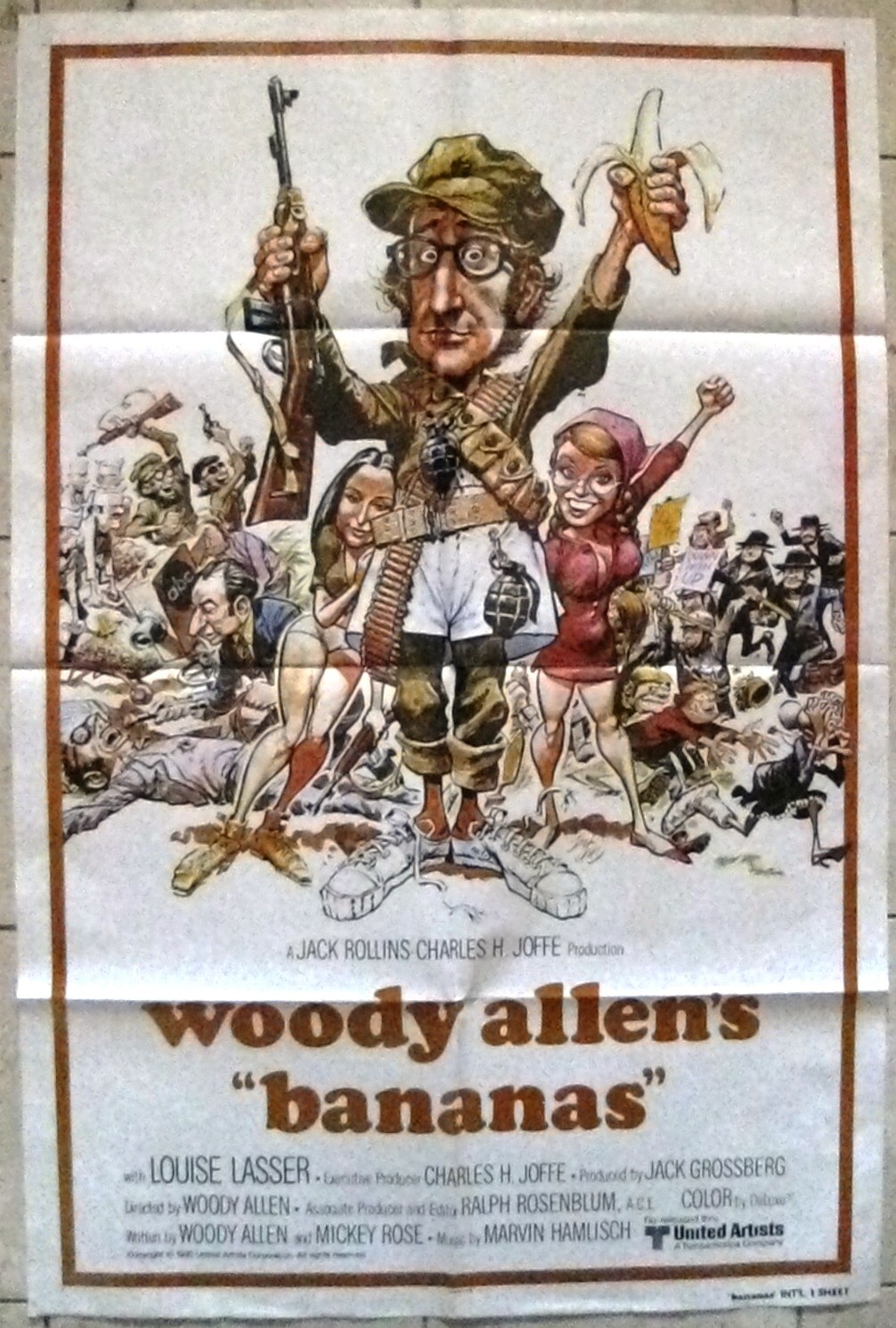 WOODY ALLEN’S BANANAS FOLDED ONE SHEET POSTER (1980)INTERNATIONAL JACK DAVIS ART