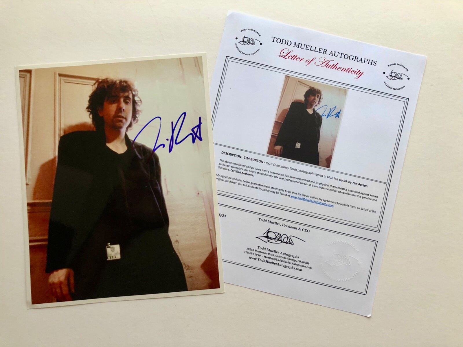 TIM BURTON Director Hand Signed 8 x 10 Photo / ADDAMS NETFLIX /JENNA ORTEGA
