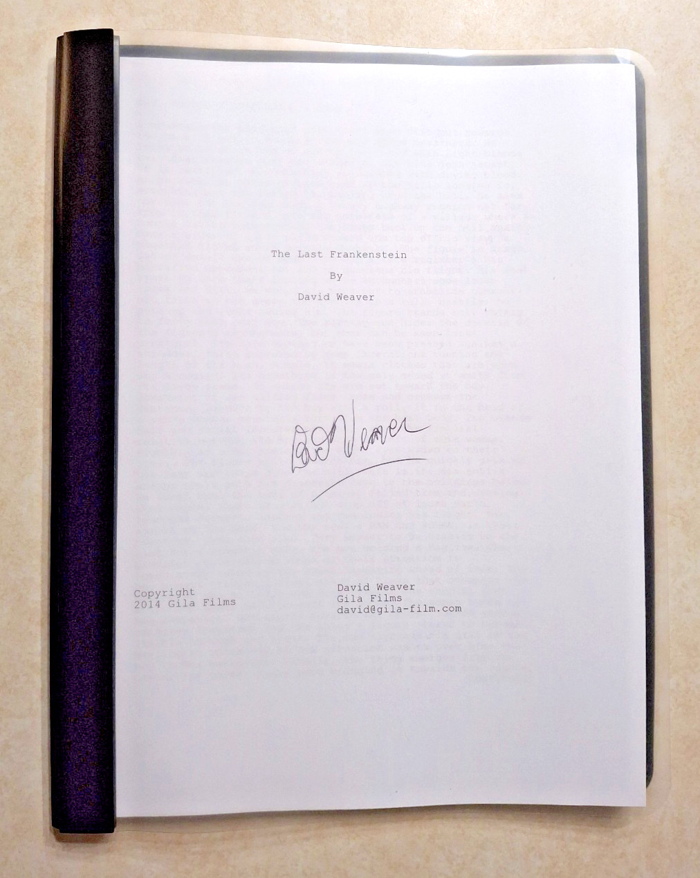 The Last Frankenstein 2021 Original Movie Screenplay Script Horror SIGNED Bound
