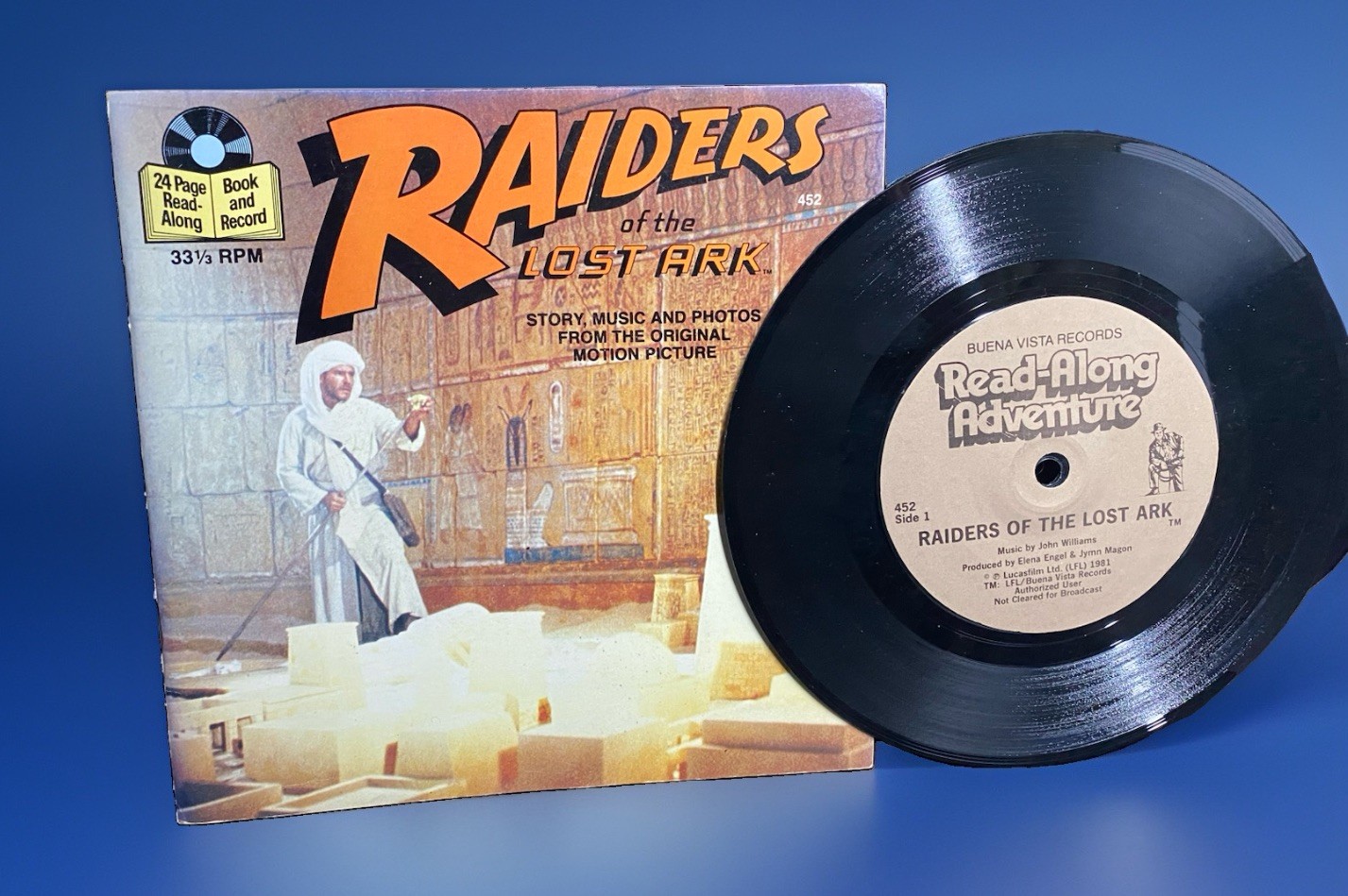 1981 DISNEY RAIDERS OF THE LOST ARK 24 PAGE BOOK & 7″ 33 1/3 RPM RECORD