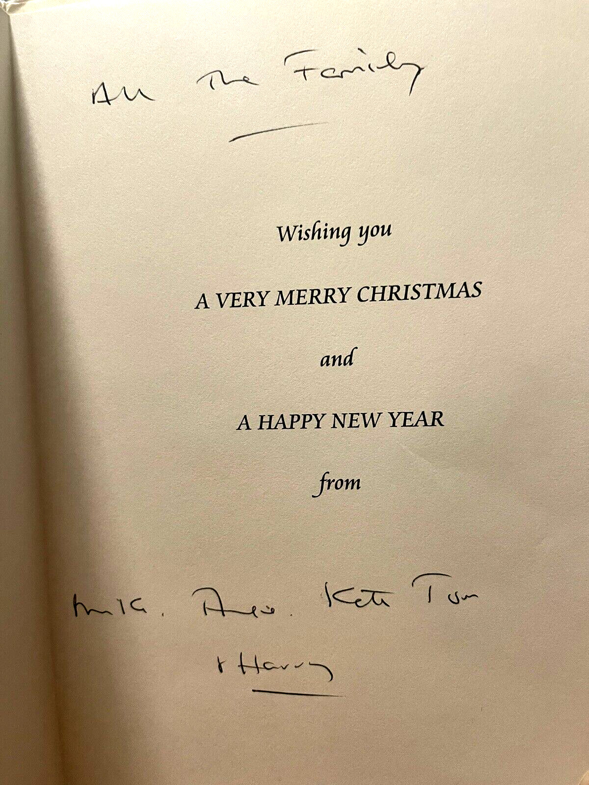 RARE Mike Rutherford (Genesis) Handwritten Family Christmas Card from Tracks UK