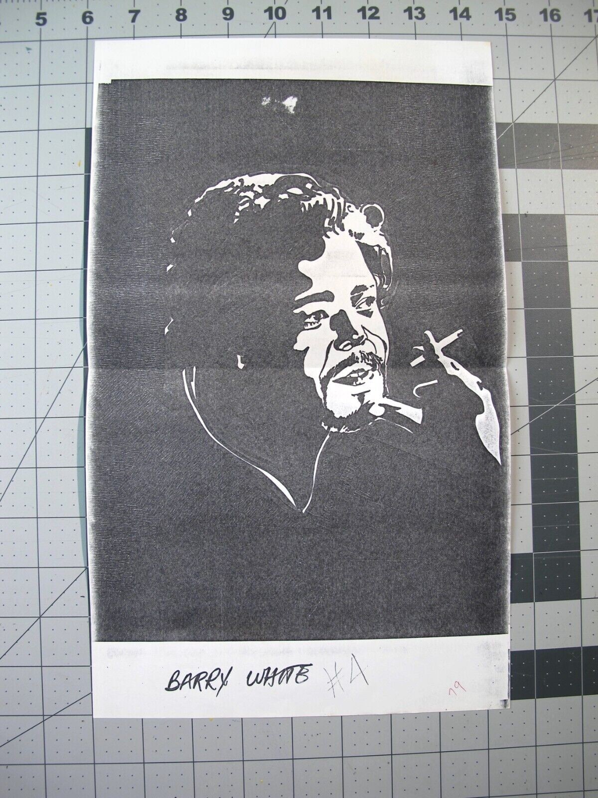 vtg 1974 Grammy awards art – Bill Bohnert Barry White photocopy reference