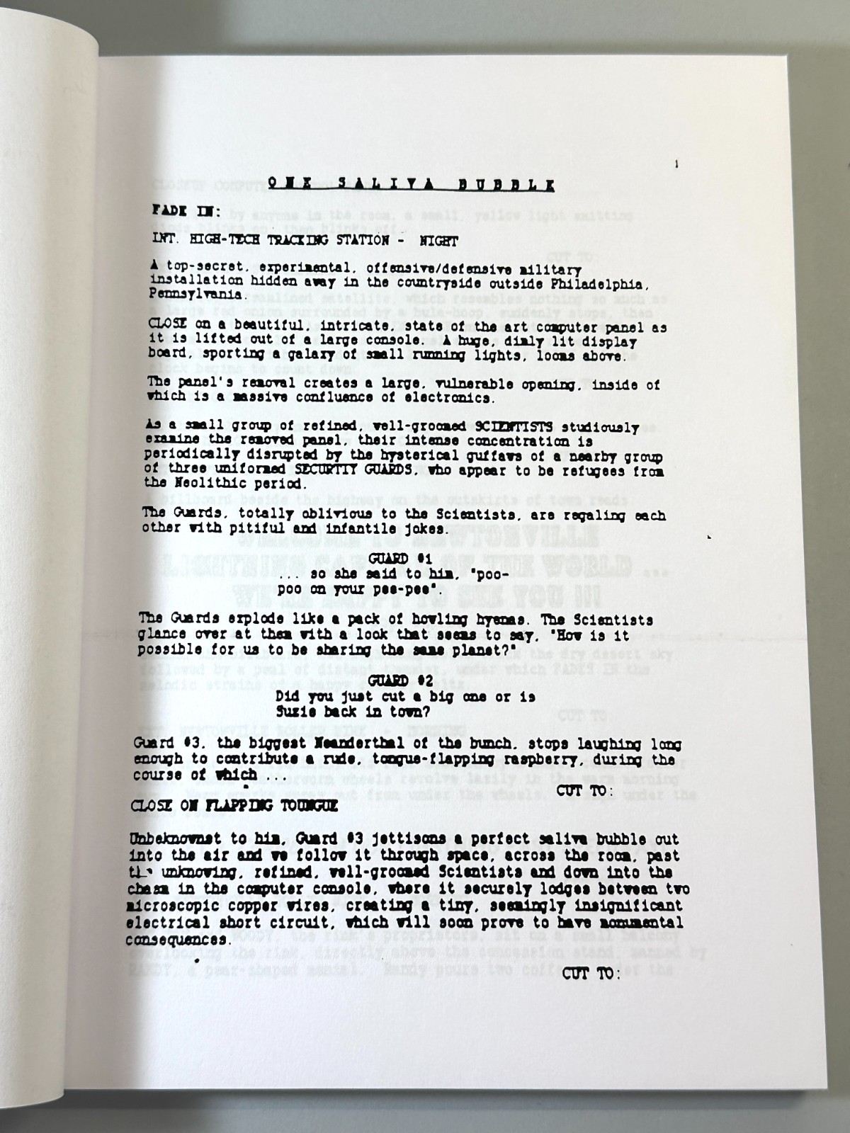 ONE SALIVA BUBBLE Screenplay David Lynch First Draft 1987 Unproduced RARE SCRIPT