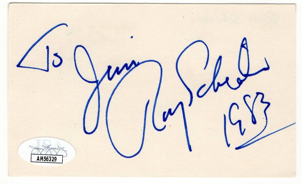 Roy Scheider Signed Autographed Index Card Jaws Actor Chief Brody JSA AM56329