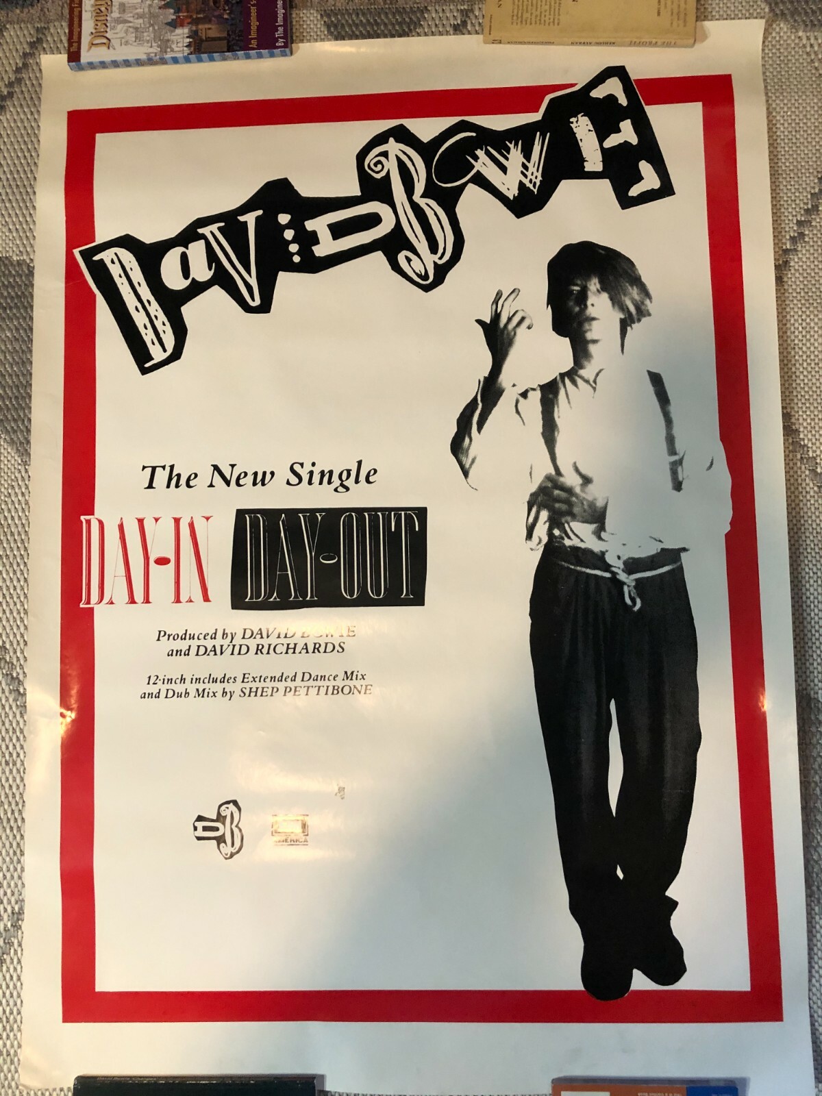 DAVID BOWIE DAY IN DAY OUT NEW SINGLE PROMO POSTER 1986 EMI 34″ X 25″