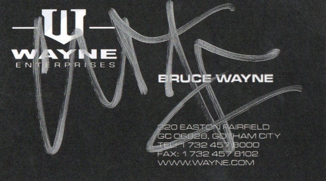 CHRISTIAN BALE SIGNED AUTOGRAPH BRUCE WAYNE BUSINESS CARD BECKETT BAS BATMAN