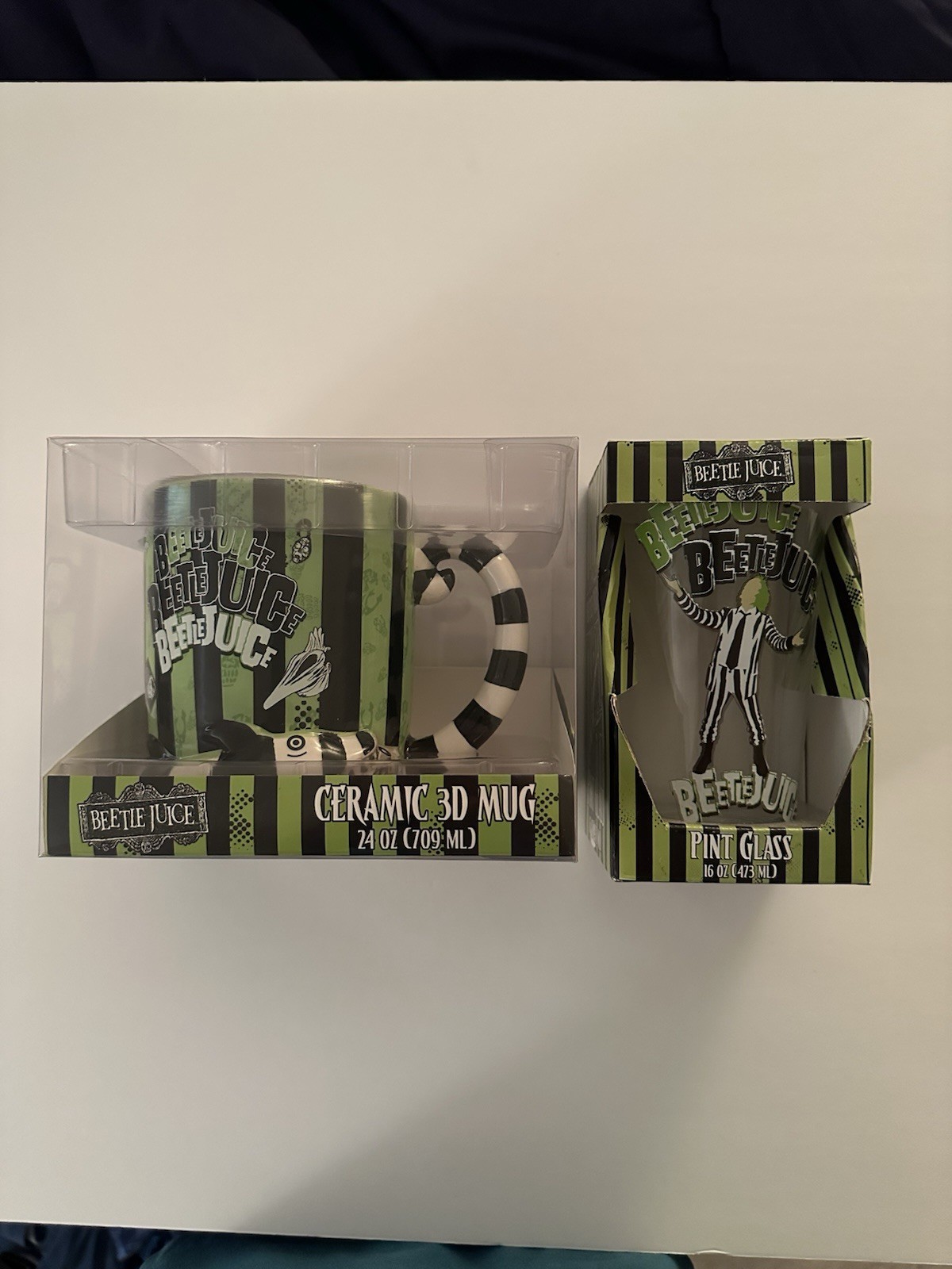 Beetlejuice 24oz Ceramic 3D Mug & 16oz Pint Glass New & Original Packaging